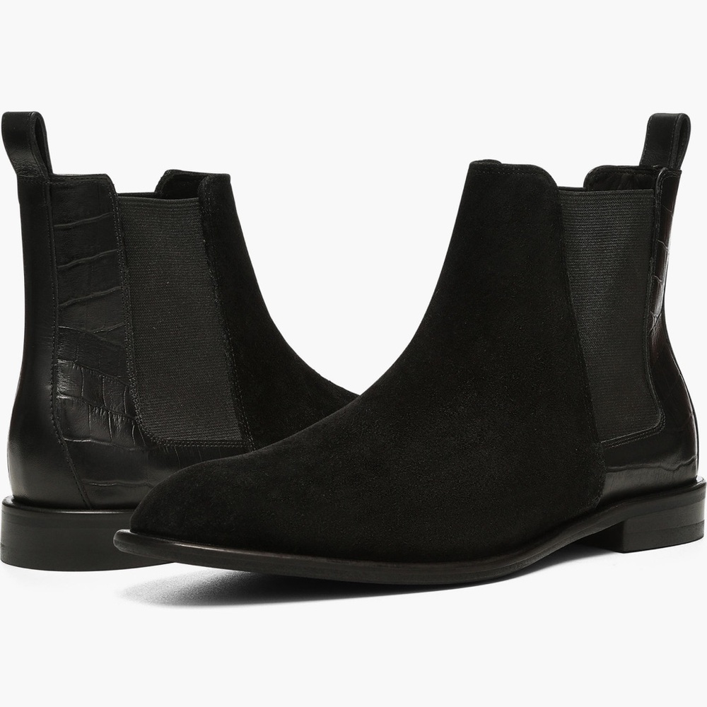 DONALD PLINER Calf Suede Chelsea Boot In black